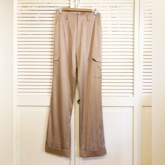 NWOT Elaine Kim Soma Cupro Cuffed Cargo Pant in Champagne Size Medium - Picture 5 of 10